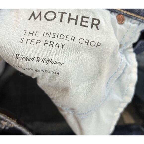 Mother Insider Crop Step Fray Wicked Wildflower Denim Jeans Distressed Size 24 - Picture 7 of 8